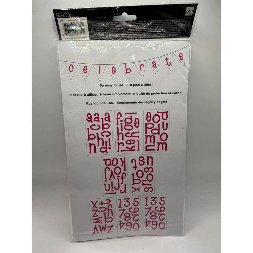 Mambi Sticks Pink Glitter Letter Stickers 8 Sheets‎ Alphabet Numbers STL-11